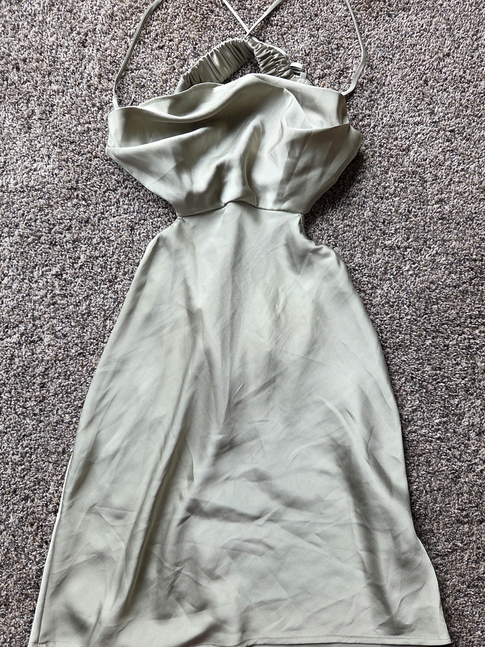 Princess Polly Light Sage Green Backless Satin Cutout Dress